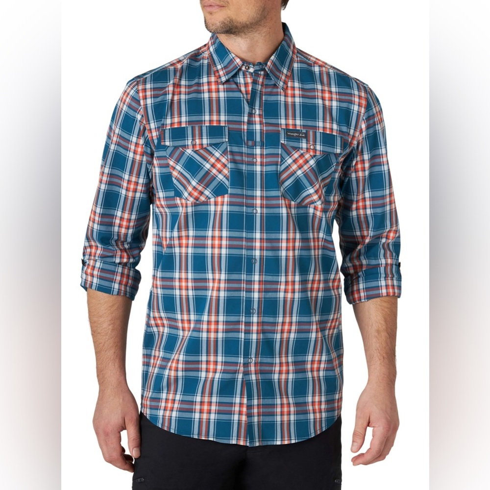 Wrangler Outdoors Men’s Lightweight Plaid Utility Shirt